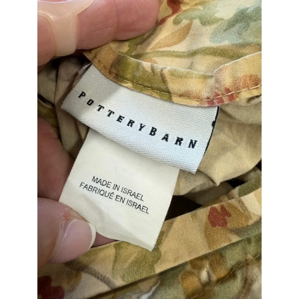 Pottery Barn Pomegranate Floral Duvet Cover Full Queen Sage Red Tan Botanical